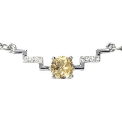 Bijoux - Collier Argent 925 Citrine Naturelle et Strass Facetée AA 5mm - ARABESK