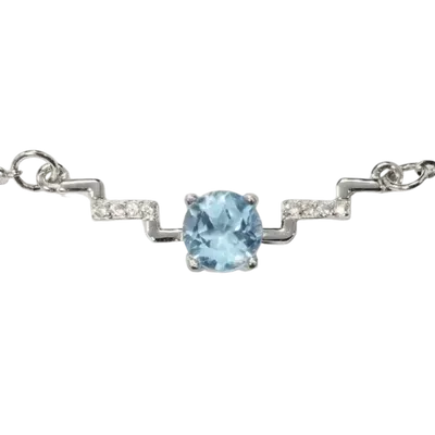 Bijoux - Collier Argent 925 Topaze Bleue et Strass Facetée AA 5mm - ARABESK