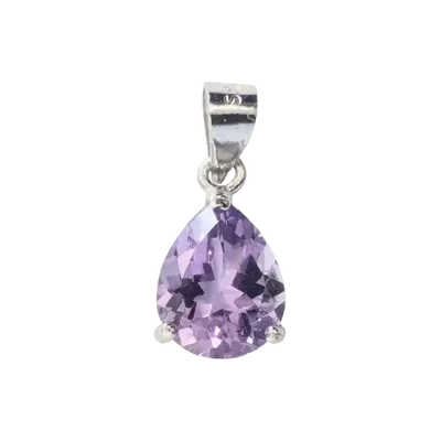 Jewelry - 925 Silver Drop Pendant Amethyst AA Faceted 8x10 mm - ARABESK