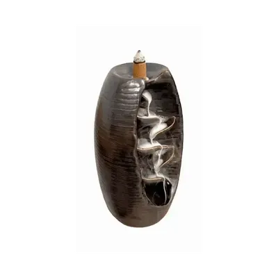 Senteurs - Porte Encens Backflow Céramique  Marron Rouille Cascade de Feuilles 20cm - ARABESK