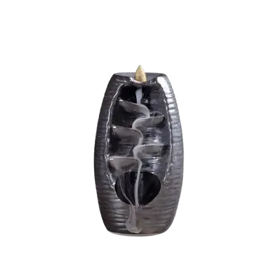 Scents - Rust Brown Ceramic Backflow Incense Holder Cascade of Leaves 20cm - ARABESK