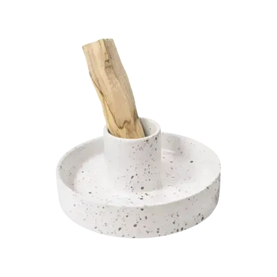 Senteurs - Porte Encens Céramique Blanche Tachetée pour Palo Santo 10.50cm - ARABESK