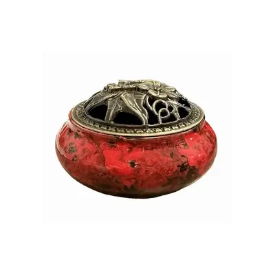 Scents - Red and Black Ceramic Incense Holder 10cm - ARABESK