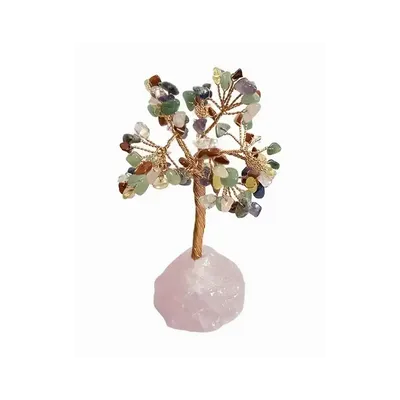 Bijoux - Arbre de Vie 7 Chakras sur Druse Quartz Rose 12-13cm - ARABESK