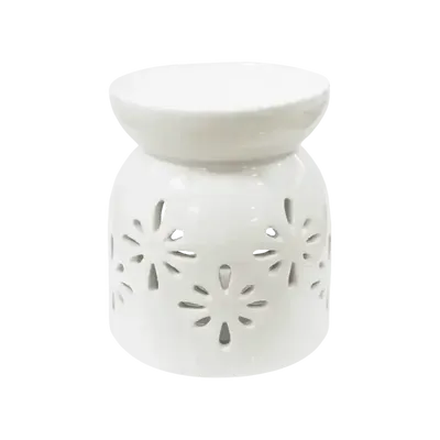 Scents - White Ceramic Oil Burner Openwork 8.5cm - ARABESK