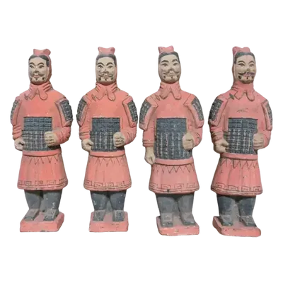 Sculptures, statuettes et miniatures - Statue Colorée Antique Guerriers avec Armure en Terracotta 15cm X 4 pcs - ARABESK