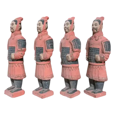Sculptures, statuettes et miniatures - Statue Colorée Antique Guerriers avec Armure en Terracotta 15cm X 4 pcs - ARABESK