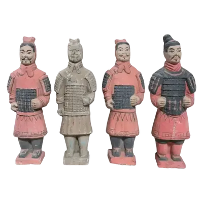 Sculptures, statuettes et miniatures - Statue Colorée Antique en Terracotta Guerrier Mix 16cm X 4 pcs - ARABESK