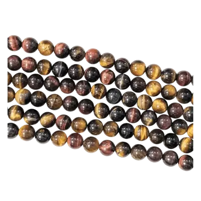 Bijoux - Oeil de Tigre Multicolore A perles 8mm sur fil 40cm - ARABESK