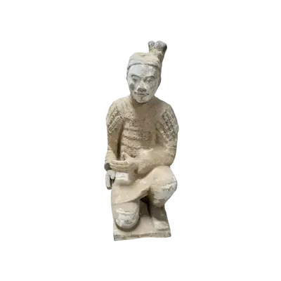 Sculptures, statuettes et miniatures - Statue Colorée Antique Archer Agenouillé en Terracotta 26 cm - ARABESK