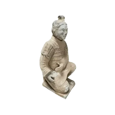 Sculptures, statuettes and miniatures - Antique Colorful Terracotta Kneeling Archer Statue 26 cm - ARABESK