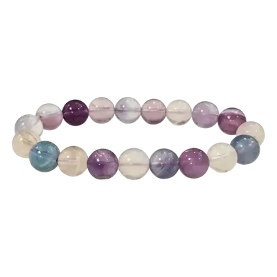 Bracelets - Multicolored Fluorite bracelet AA beads 10mm - ARABESK