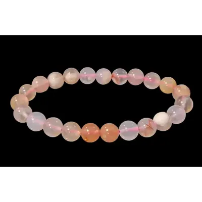 Bracelets - Cherry Blossom Agate Bracelet A 8mm beads - ARABESK