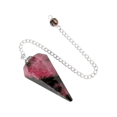 Bijoux - Pendule Rhodonite Conique 6 faces - ARABESK