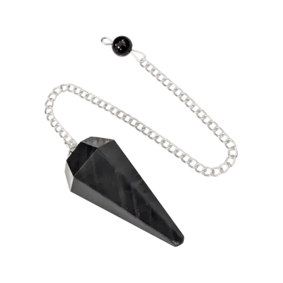 Bijoux - Pendule Obsidienne Oeil Céleste Conique 6 faces - ARABESK