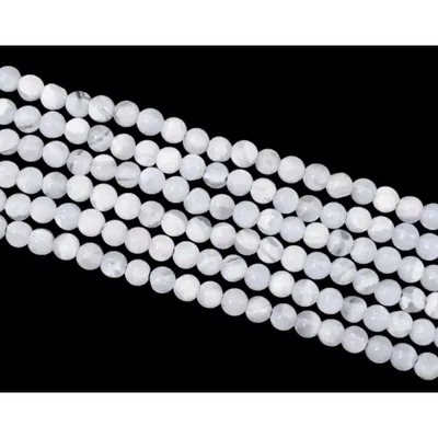 Bijoux - Calcédoine Bleue Rubanée AA perles 4mm sur fil 40cm - ARABESK