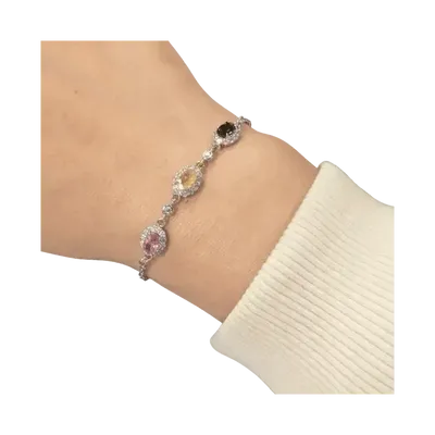 Bracelets - Oval Multicolor Tourmaline Bracelet in Copper 20cm - ARABESK