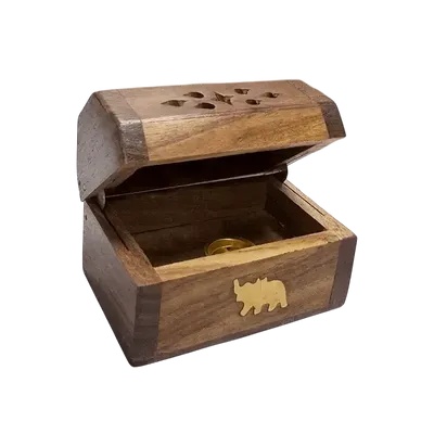 Scents - Incense Holder Box in Sheesham Wood Elephant 8cm x4 - ARABESK