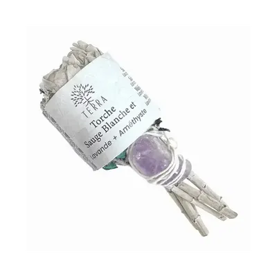 Senteurs - Torche Sauge Blanche Lavande avec Amethyste 25-30g 11cm - ARABESK