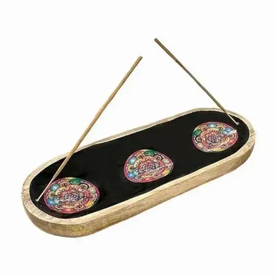 Senteurs - Porte Encens Mango Meena Work Noir Mandala 28cm - ARABESK