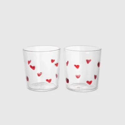 Glass - Glass hearts / set of 2 - red - AND NOOK