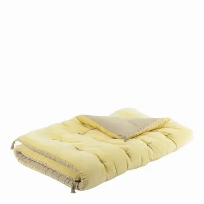 Canapés - Futon MATTEO velours de coton jaune pastel 80x180 - BLANC D'IVOIRE