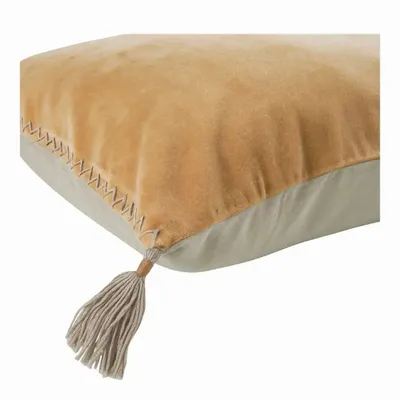 Coussins textile - Housse de coussin MATTEO velours de coton abricot 40x60 - BLANC D'IVOIRE