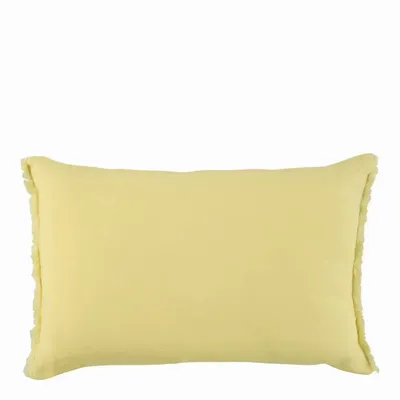 Coussins textile - Housse de coussin CHLOE lin lavé jaune pastel 60x40 - BLANC D'IVOIRE