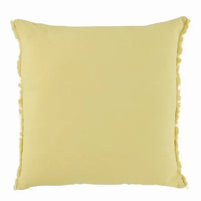 Coussins textile - Housse de coussin CHLOE lin lavé jaune pastel 50x50 - BLANC D'IVOIRE