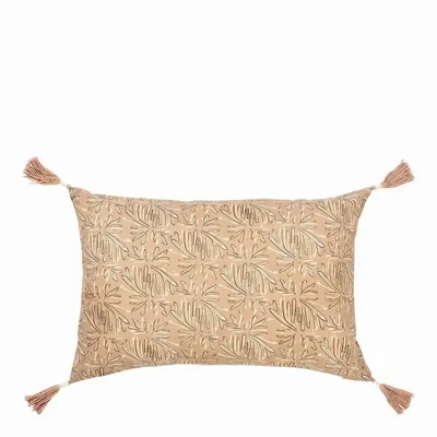 Fabric cushions - SOLINA pink cotton cushion cover 40x60 - BLANC D'IVOIRE
