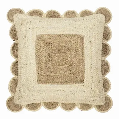 Coussins - Coussin ENOLA jute naturel et blanc 60x60 - BLANC D'IVOIRE