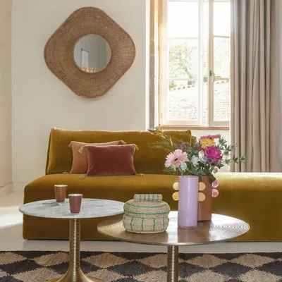 Canapés - Canapé LOU velours safran module central 130x92x74,5 - BLANC D'IVOIRE