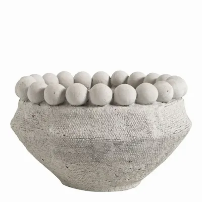 Corbeilles - Cache-pot ALEO ciment gris clair - Petit modèle - dia 19,5x19,5x11,7 - BLANC D'IVOIRE