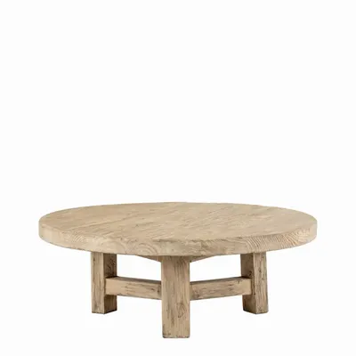 Coffee tables - BAO coffee table recycled natural elm dia 80x30 - BLANC D'IVOIRE