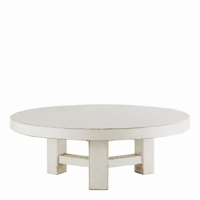 Tables basses - Table basse BAO orme blanc recyclé dia 105x40 - BLANC D'IVOIRE