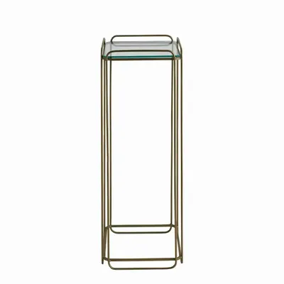 Console table - ANATOLE glass and metal harness with golden brass finish 26x26x70 - BLANC D'IVOIRE