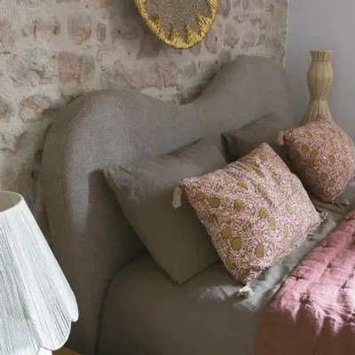 Headboards - SERENA headboard gray fabric 201x11x125 - BLANC D'IVOIRE