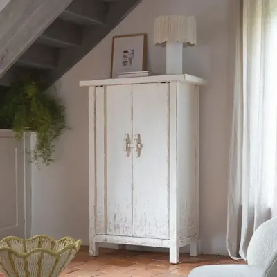 Wardrobe - BAO sideboard recycled white elm 80x35x145 - BLANC D'IVOIRE