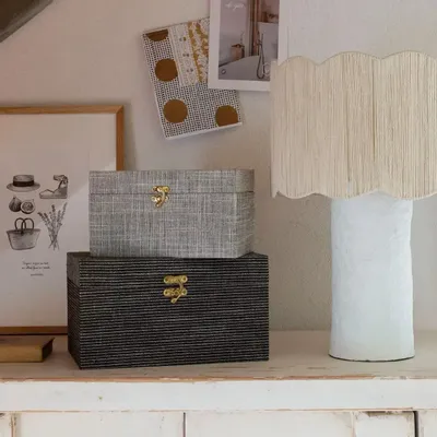 Table lamps - LEO papier-mâché lamp and AJ cylindrical white jute dia 32.5x46 - BLANC D'IVOIRE