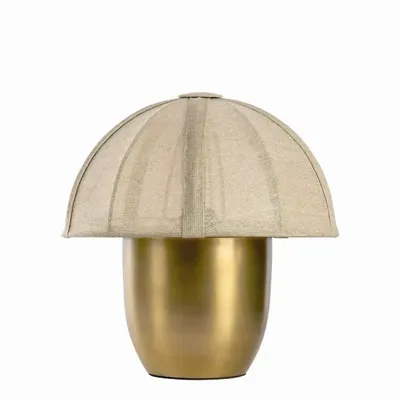 Lampes à poser - Lampe HÉLOÏSE métal doré et AJ tissu crème dia 32x32 - BLANC D'IVOIRE