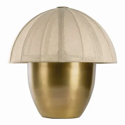 Table lamps - HÉLOÏSE lamp in gold metal and AJ cream fabric dia 48x50 - BLANC D'IVOIRE