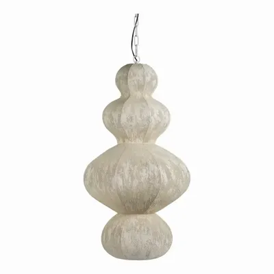 Hanging lights - SORA pendant light metal and cream mesh fabric 49x49x84 - BLANC D'IVOIRE