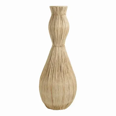 Vases - Vase MYA rotin naturel et métal 31x81  - BLANC D'IVOIRE