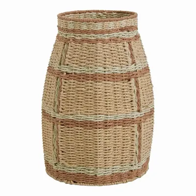 Vases - Vase décoratif HOKA corde de papier naturel bronze et vert d'eau dia 20x40 - BLANC D'IVOIRE