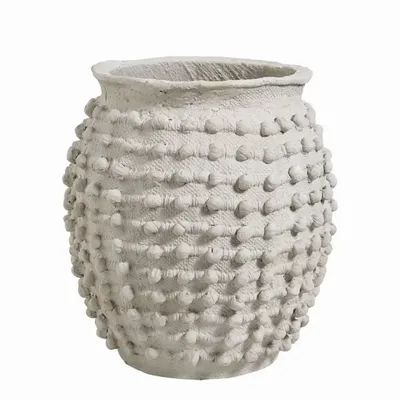 Corbeilles - Cache-pot CLEIA ciment gris clair - Moyen modèle - dia 42x42x44 - BLANC D'IVOIRE