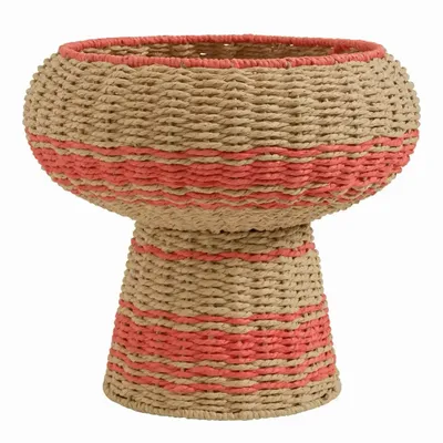 Objets de décoration - Coupe décorative HOKA corde de papier naturelle et corail dia 33x28 - BLANC D'IVOIRE