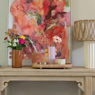 Objets de décoration - Set de 2 plateaux ELYA rotin naturel 54x26 et 46x21  - BLANC D'IVOIRE