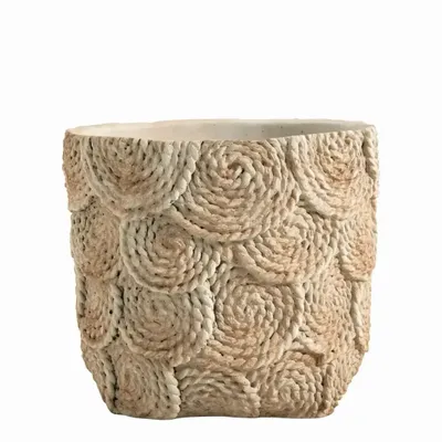 Corbeilles - Cache-pot OSA ciment crème - Petit modèle - 21x20,5x18,5 - BLANC D'IVOIRE