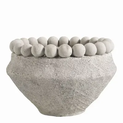 Corbeilles - Cache-pot ALEO ciment gris clair - Grand modèle - dia 23,5x23,5x15,5 - BLANC D'IVOIRE