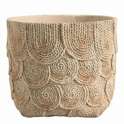 Corbeilles - Cache-pot OSA ciment crème - Grand modèle - 31,5x31,5x26,5 - BLANC D'IVOIRE